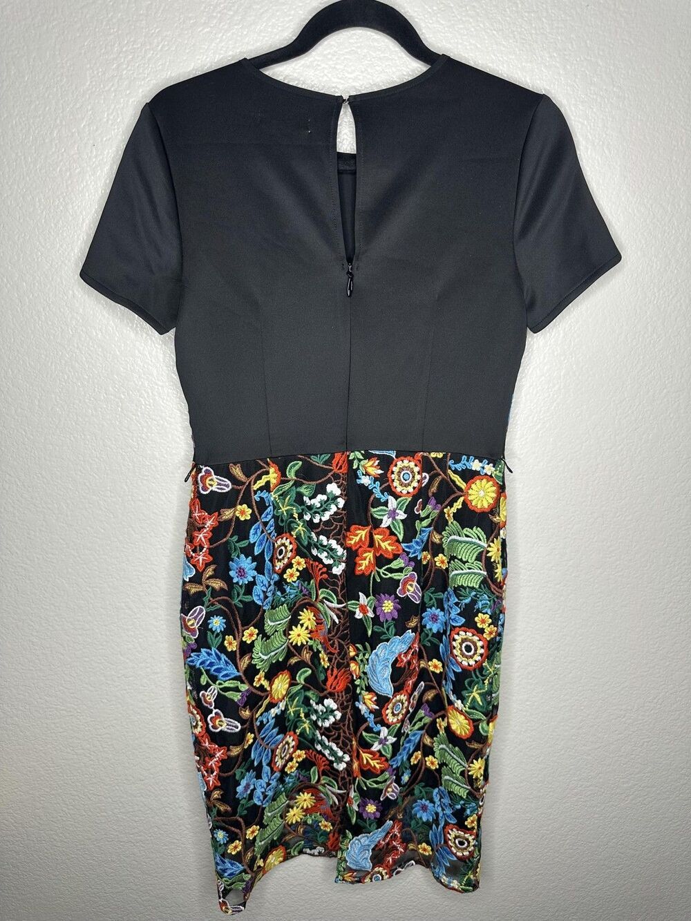 New York & Company Dress Womens 4 Black Floral Embroidered Sheath Short Sleeve - Picture 8 of 8